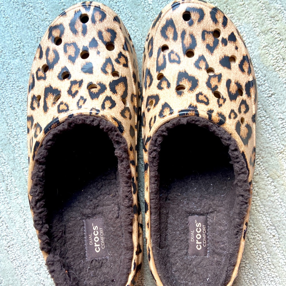 croc fur lined slides